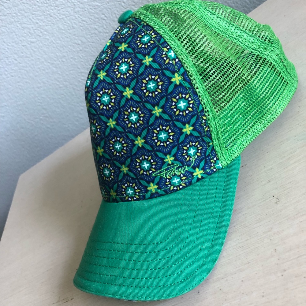 Green blue patterned Prana trucker hat